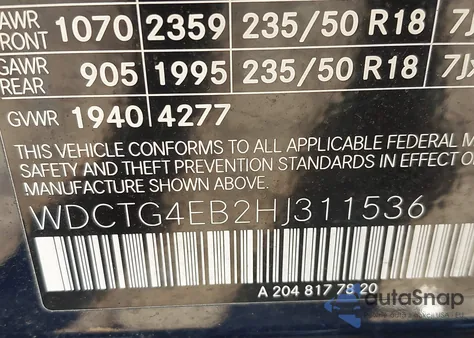 2017 Mercedes-Benz Gla 250 from USA, damaged, VIN WDCTG4EB2HJ311536